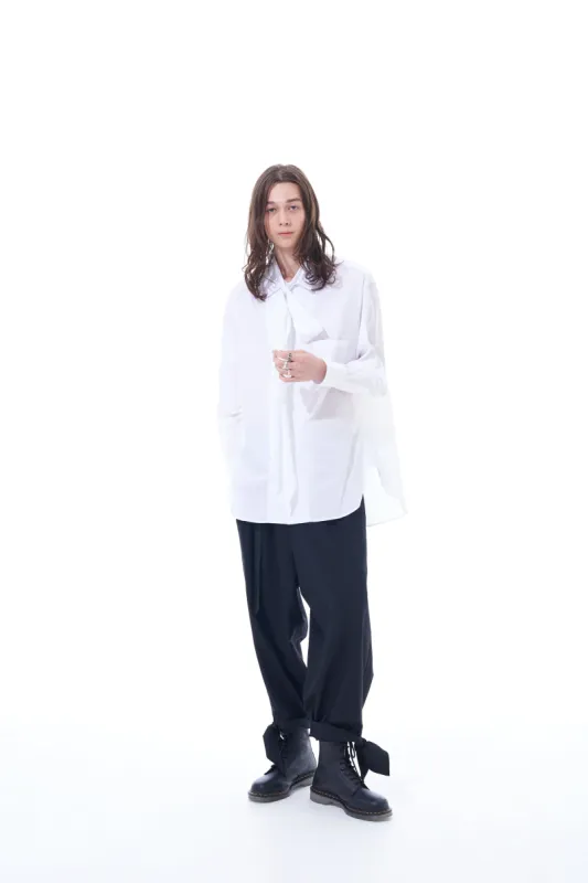 T/W GABARDINE 2-TUCK PANTS WITH HEM TIES sold by Yohji Yamamoto
