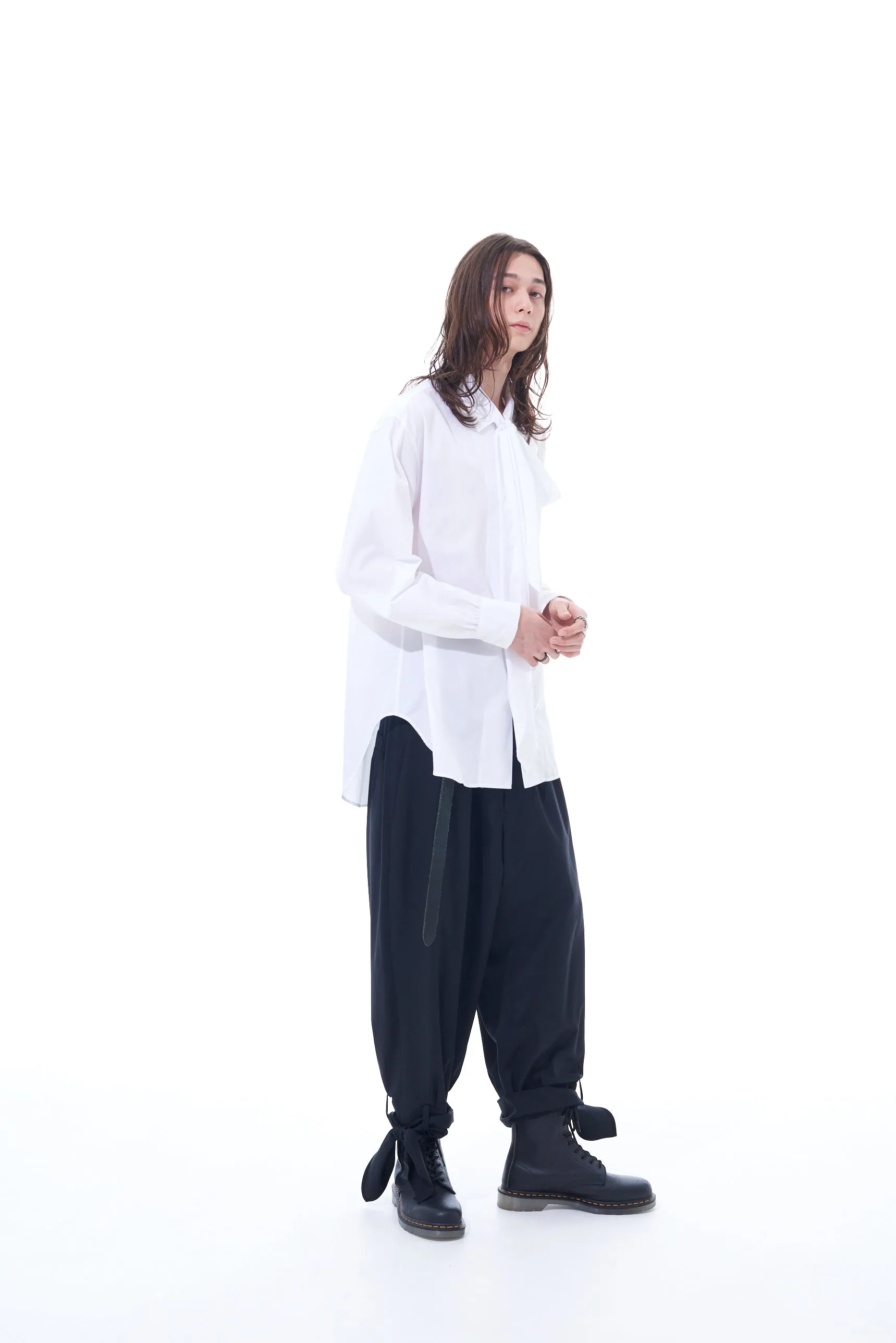 T/W GABARDINE 2-TUCK PANTS WITH HEM TIES sold by Yohji Yamamoto product image thumbnail 4