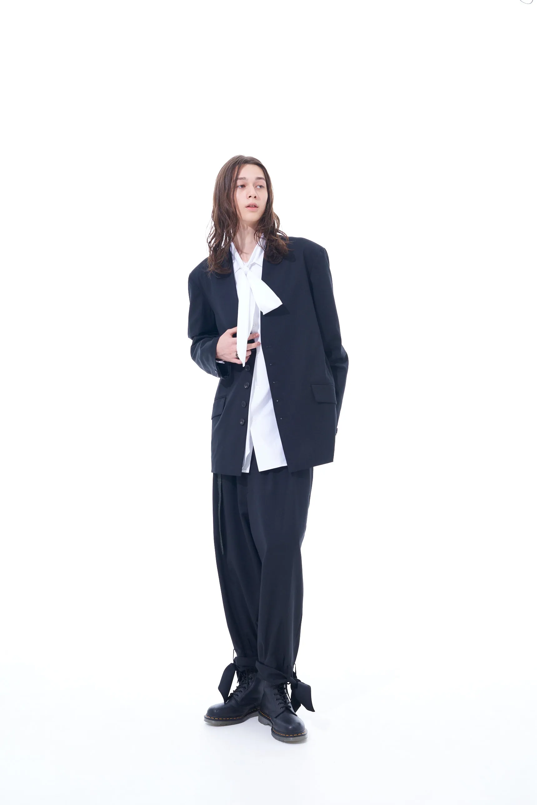 T/W GABARDINE 2-TUCK PANTS WITH HEM TIES sold by Yohji Yamamoto product image thumbnail 5