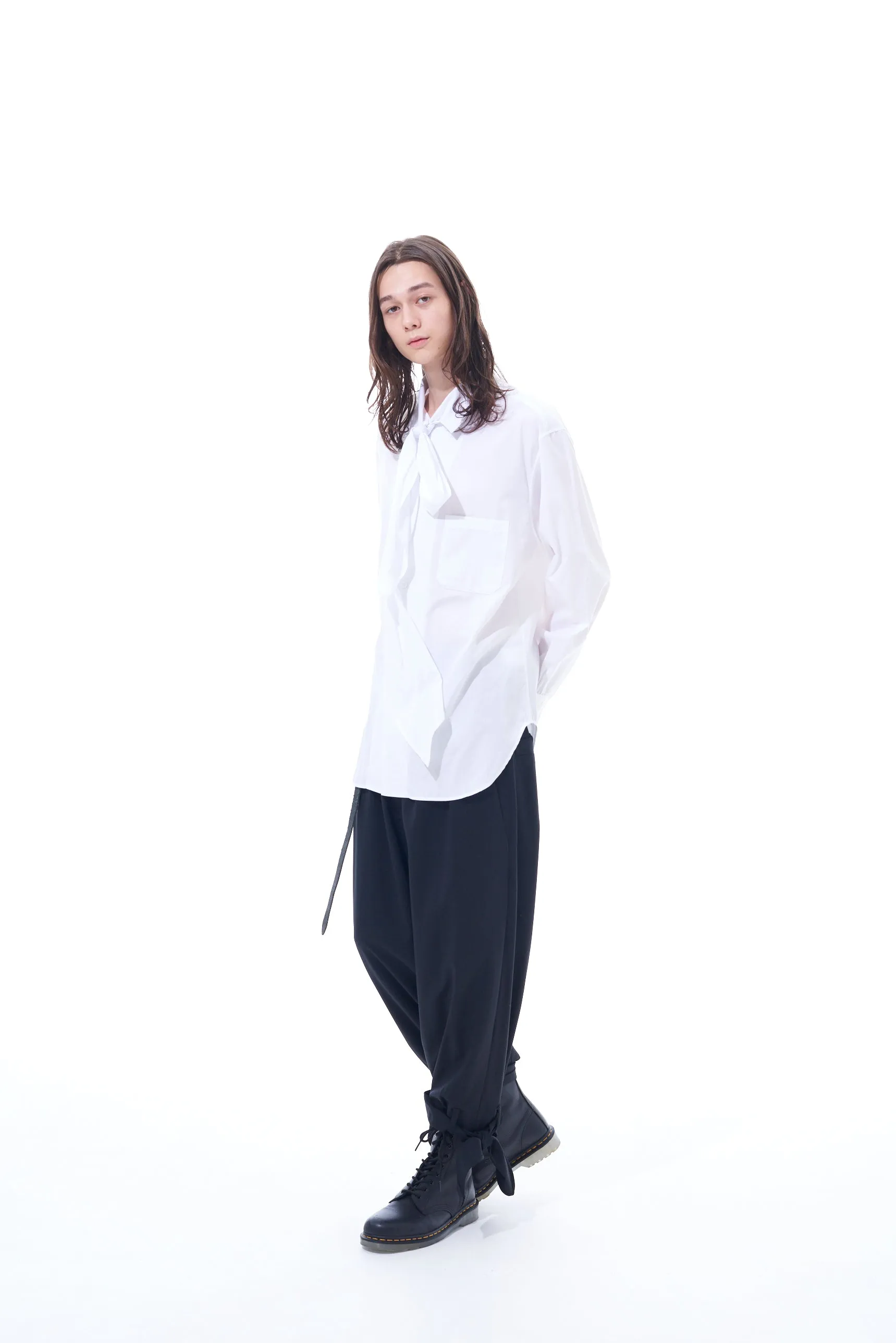 T/W GABARDINE 2-TUCK PANTS WITH HEM TIES sold by Yohji Yamamoto product image thumbnail 2