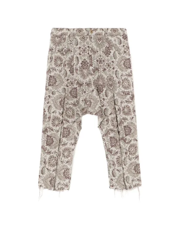 GOBELIN-STYLE JACQUARD GRAFTED SAROUEL PANTS WITH CUT-OFF HEM sold by Yohji Yamamoto