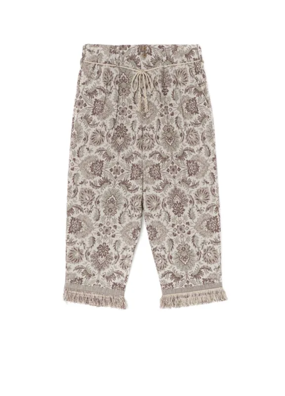 GOBELIN-STYLE JACQUARD 2-TUCK TAPERED PANTS WITH FRINGE HEM DESIGN sold by Yohji Yamamoto