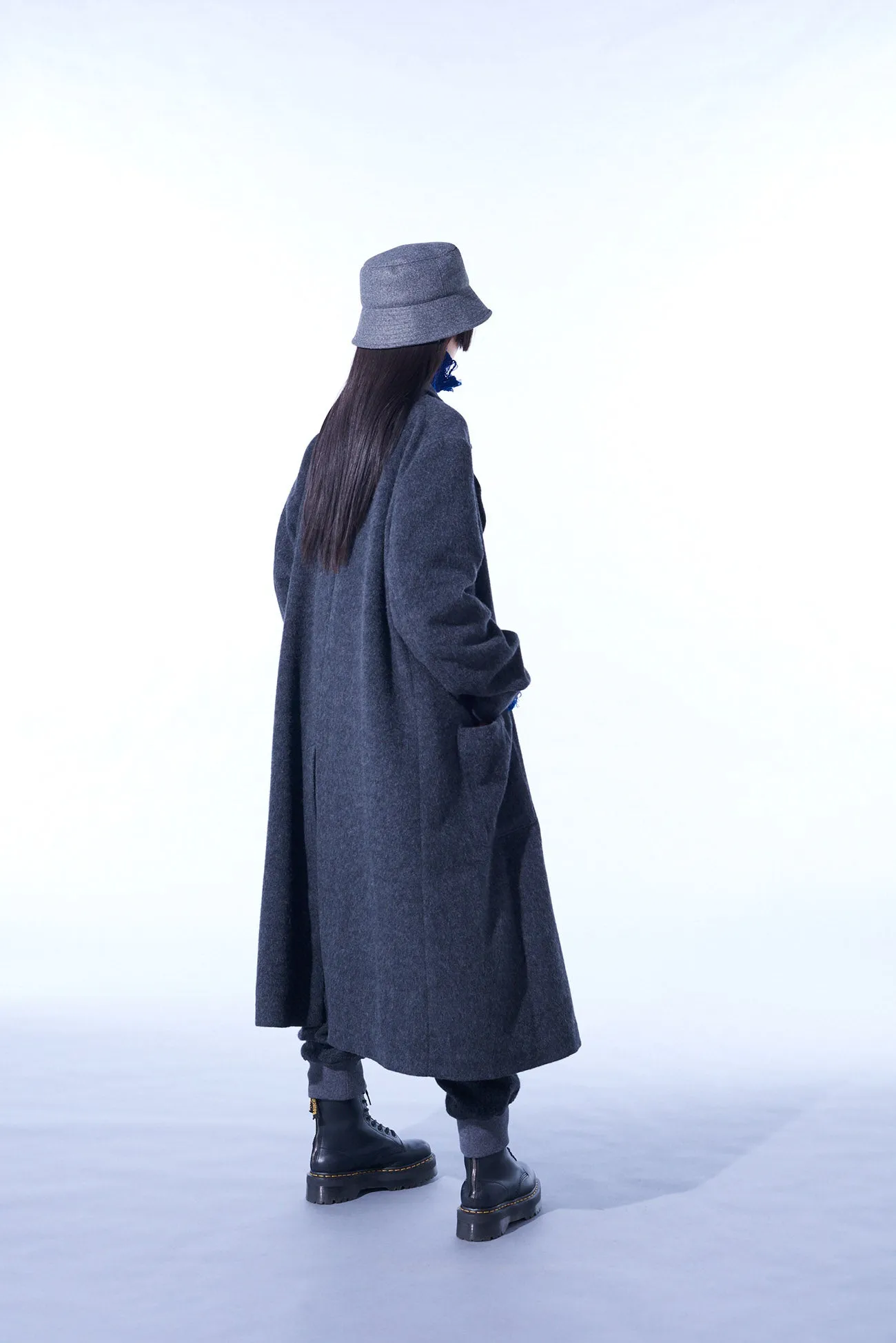 ECO WOOL BEAVER DOUBLE-BREASTED SNAP BUTTON LONG COAT sold by Yohji Yamamoto product image thumbnail 5