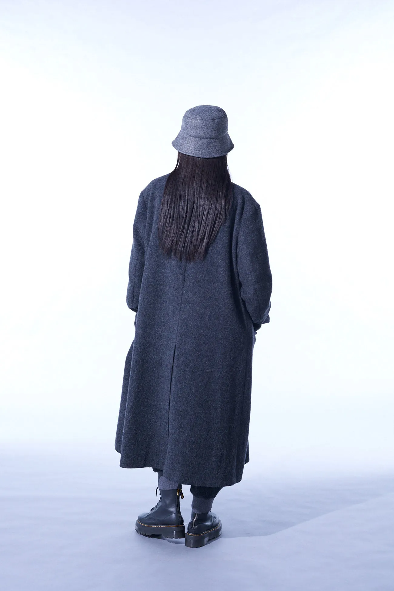 ECO WOOL BEAVER DOUBLE-BREASTED SNAP BUTTON LONG COAT sold by Yohji Yamamoto product image thumbnail 4
