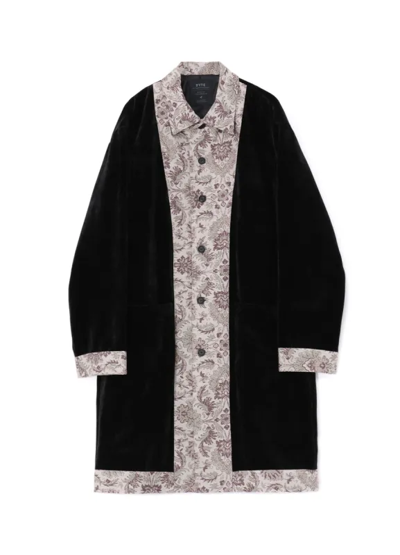 VELVETEEN LONG COAT WITH GOBELINS JACQUARD SWITCHED DESIGN made by Yohji Yamamoto