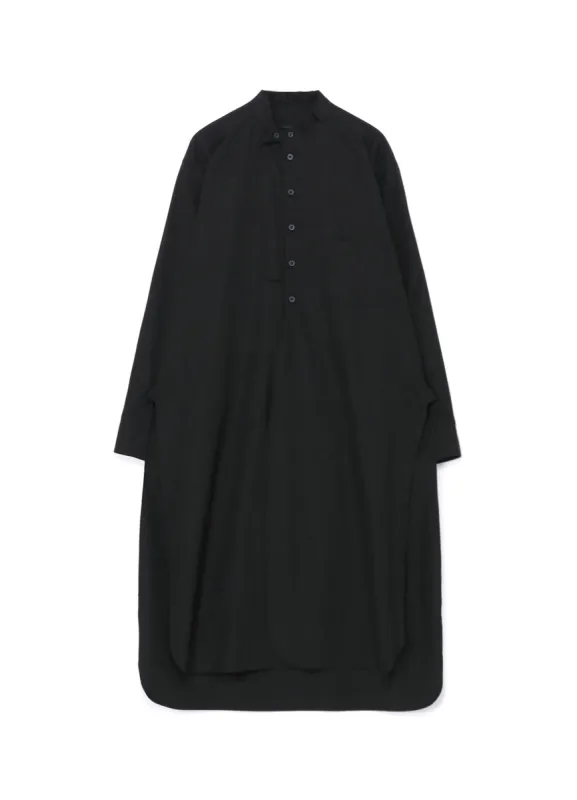 COTTON BROAD CLOTH STAND COLLAR LONG SHIRT WITH ROUNDED HEM sold by Yohji Yamamoto