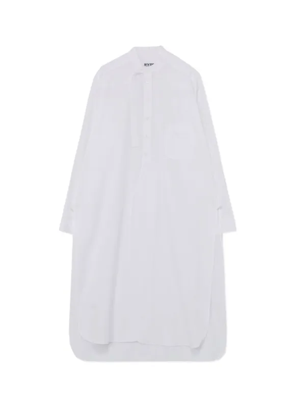COTTON BROAD CLOTH STAND COLLAR LONG SHIRT WITH ROUNDED HEM sold by Yohji Yamamoto