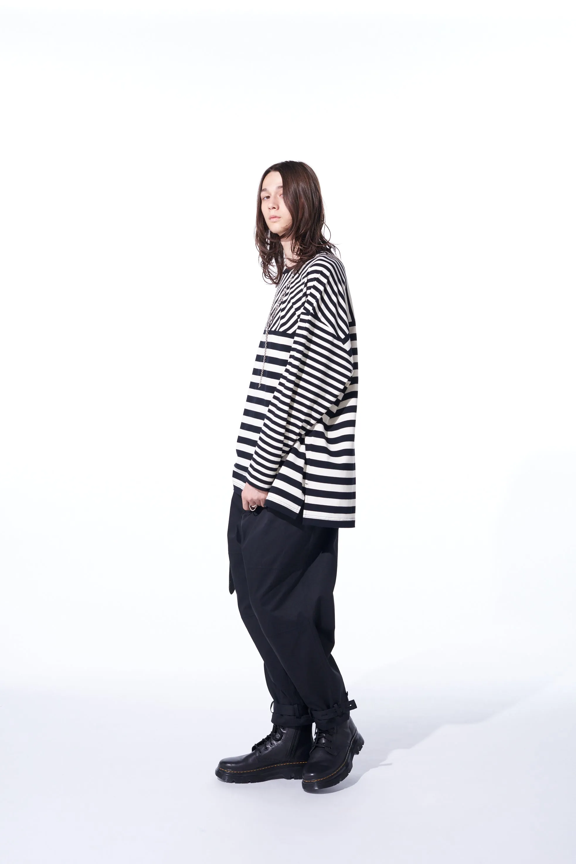 PE/COTTON TWILL KNEE-PADS STITCH DESIGN PANTS WITH BELTED HEMS sold by Yohji Yamamoto product image thumbnail 3