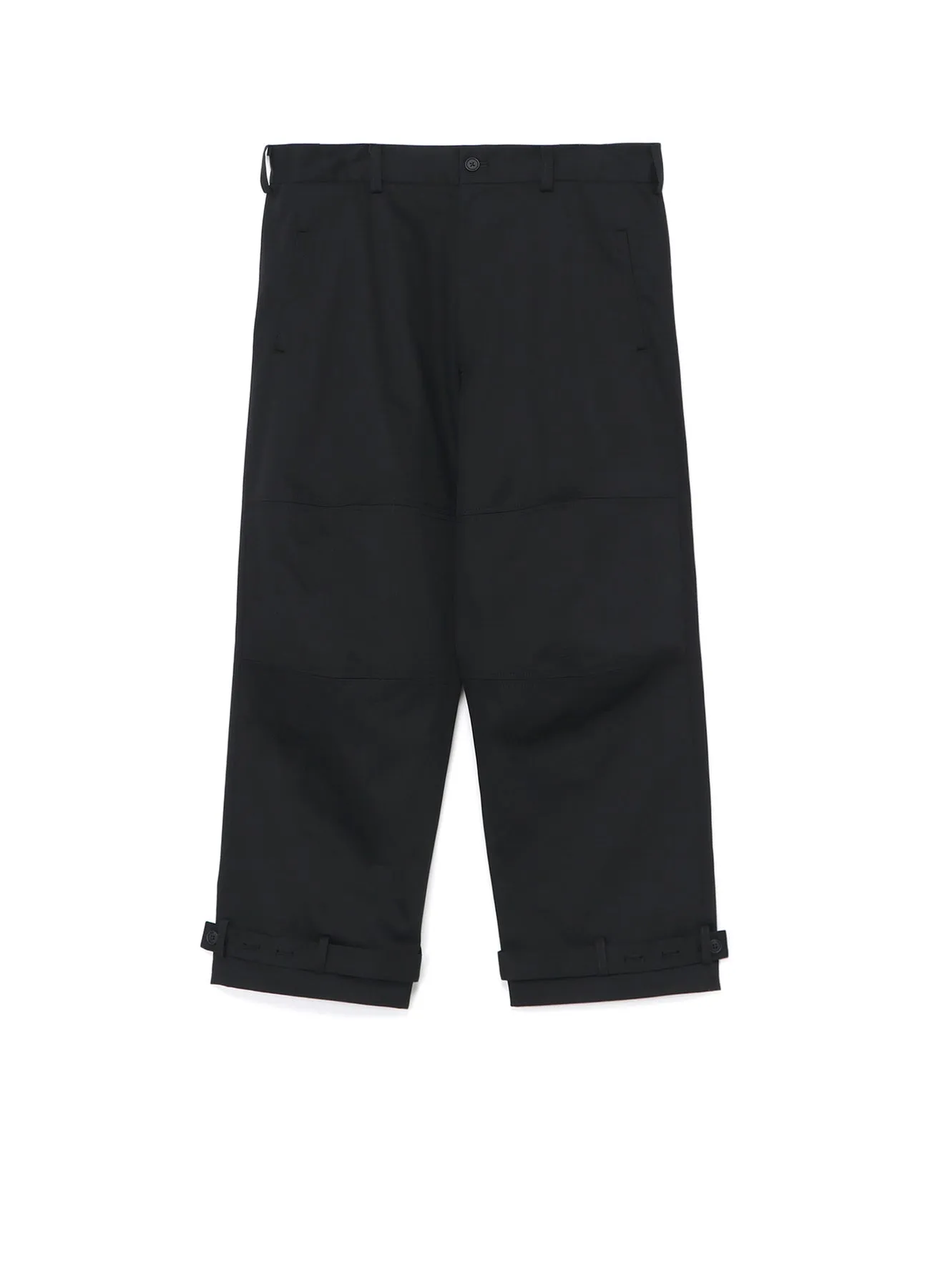 PE/COTTON TWILL KNEE-PADS STITCH DESIGN PANTS WITH BELTED HEMS sold by Yohji Yamamoto
