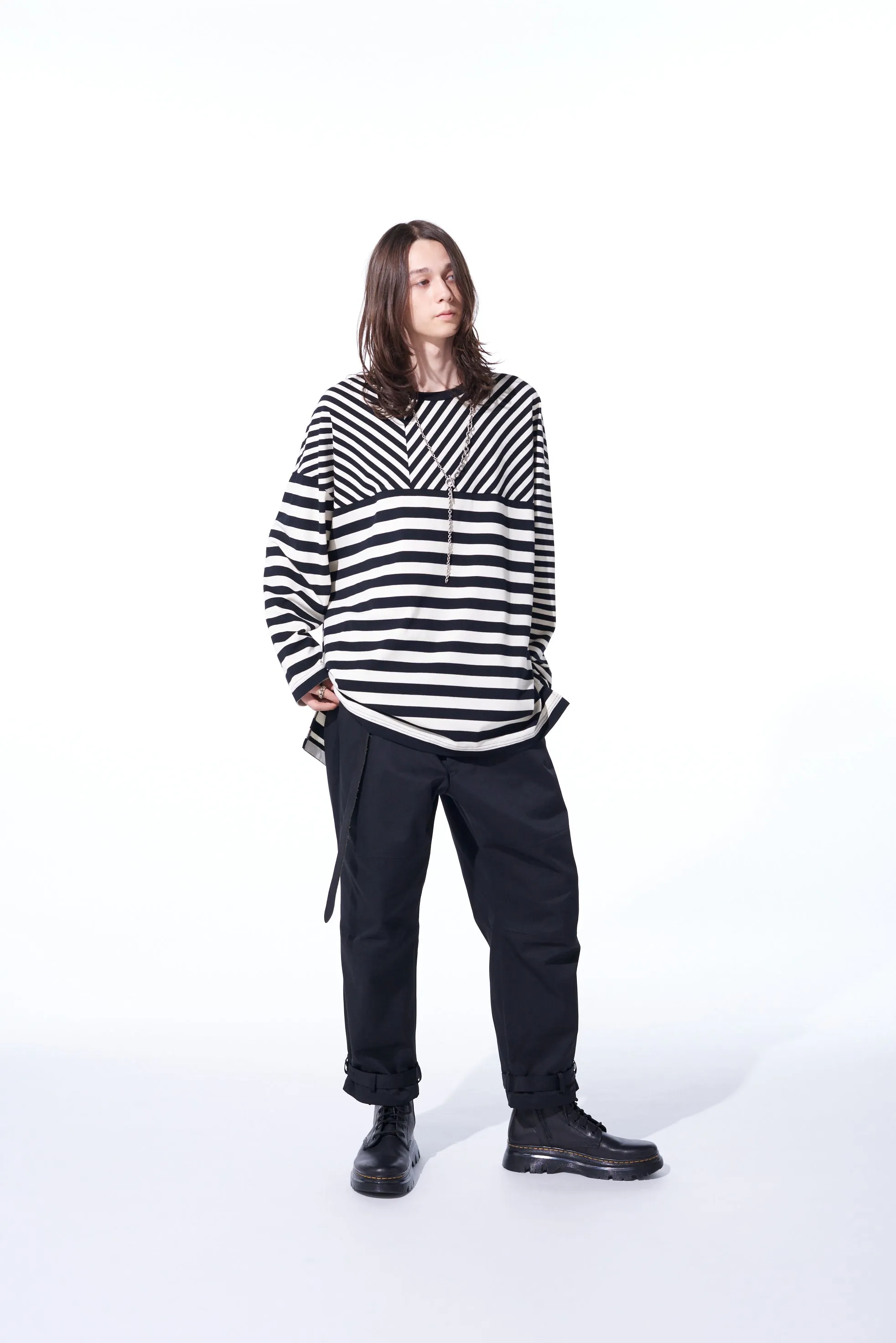PE/COTTON TWILL KNEE-PADS STITCH DESIGN PANTS WITH BELTED HEMS sold by Yohji Yamamoto product image thumbnail 5