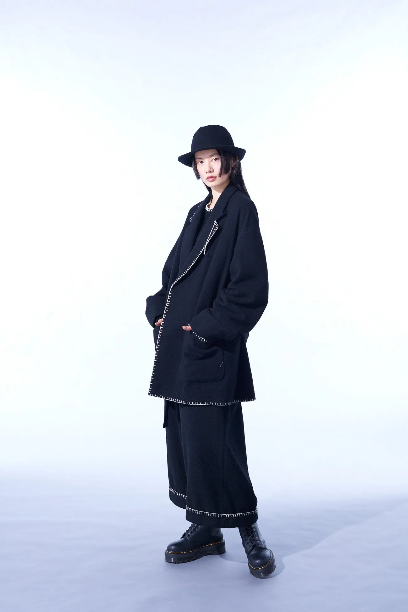 W/TOP MOSSA OVERSIZED JACKET WITH WITH BLANKET STITCH DESIGN sold by Yohji Yamamoto product image thumbnail 5