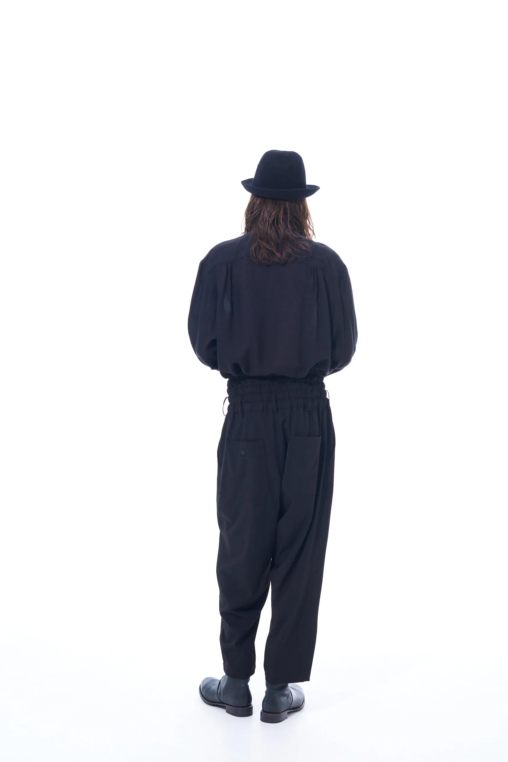 PE/RAYON GABARDINE STRETCH SHIRRING AND LACES WAIST PANTS sold by Yohji Yamamoto product image thumbnail 4
