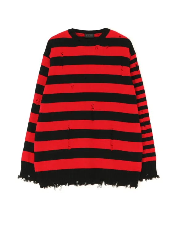 STRIPED PULLOVER KNIT WITH DAMAGED EDGES sold by Yohji Yamamoto
