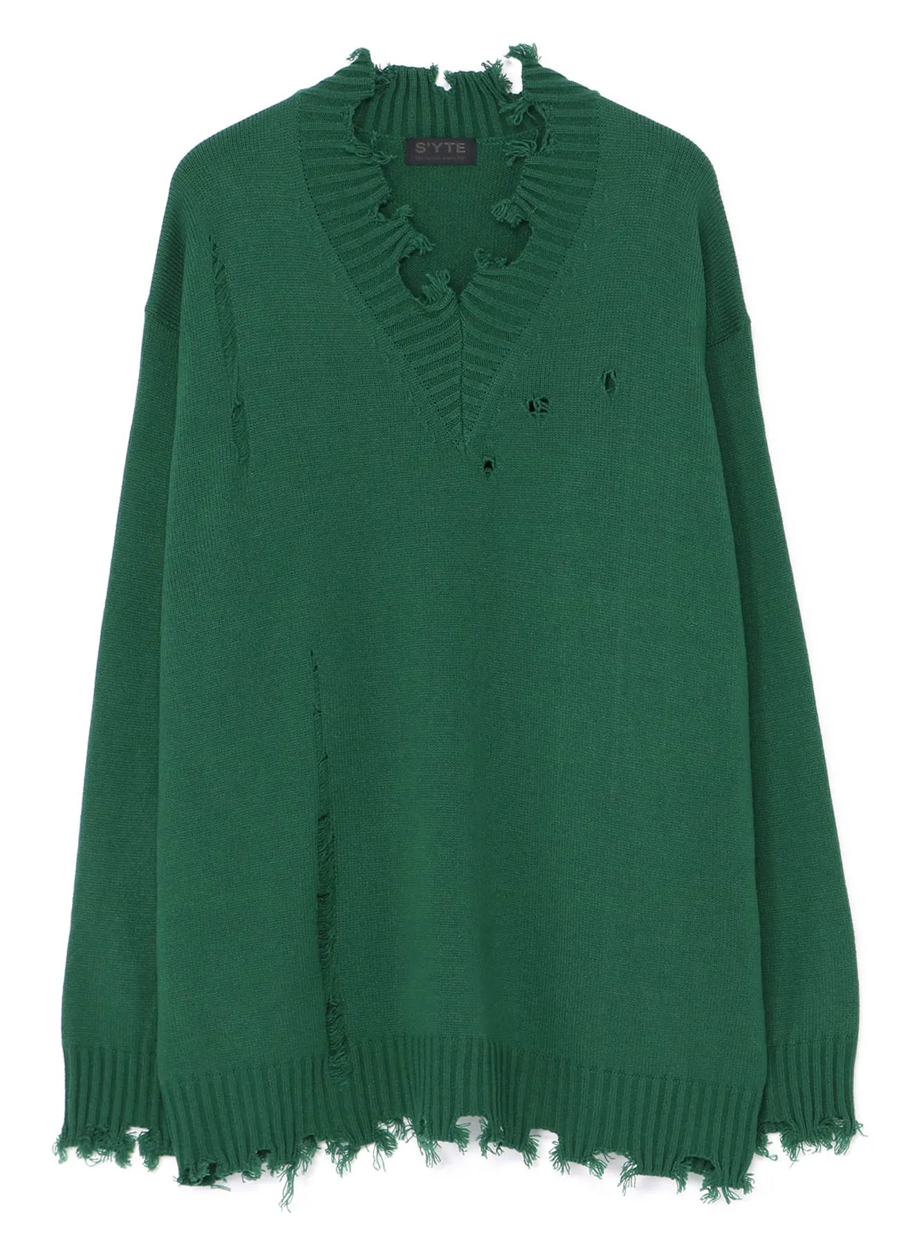 7G BULKY WOOL DAMAGE V NECK PULLOVER sold by Yohji Yamamoto product image thumbnail 2