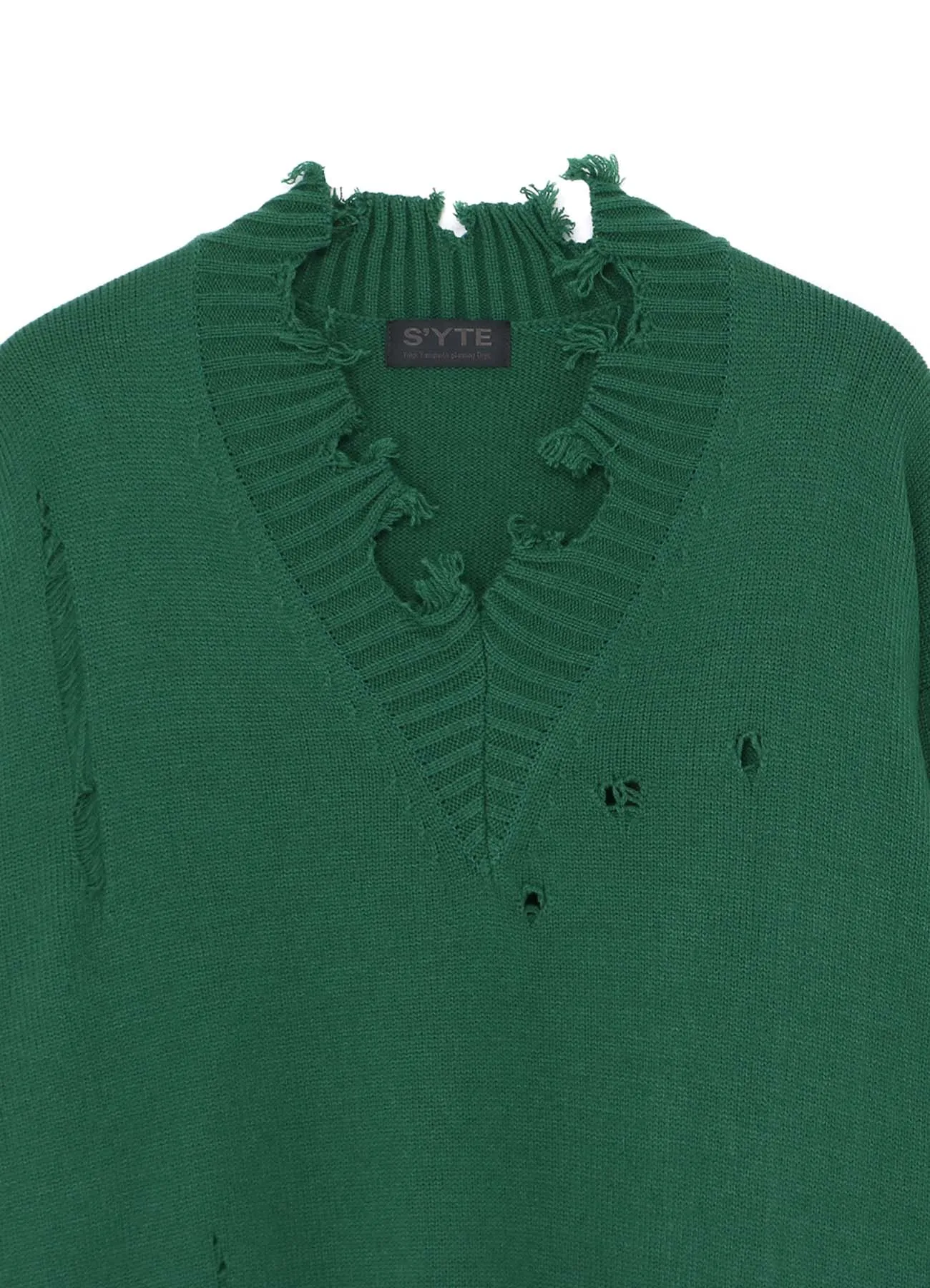 7G BULKY WOOL DAMAGE V NECK PULLOVER sold by Yohji Yamamoto product image thumbnail 4