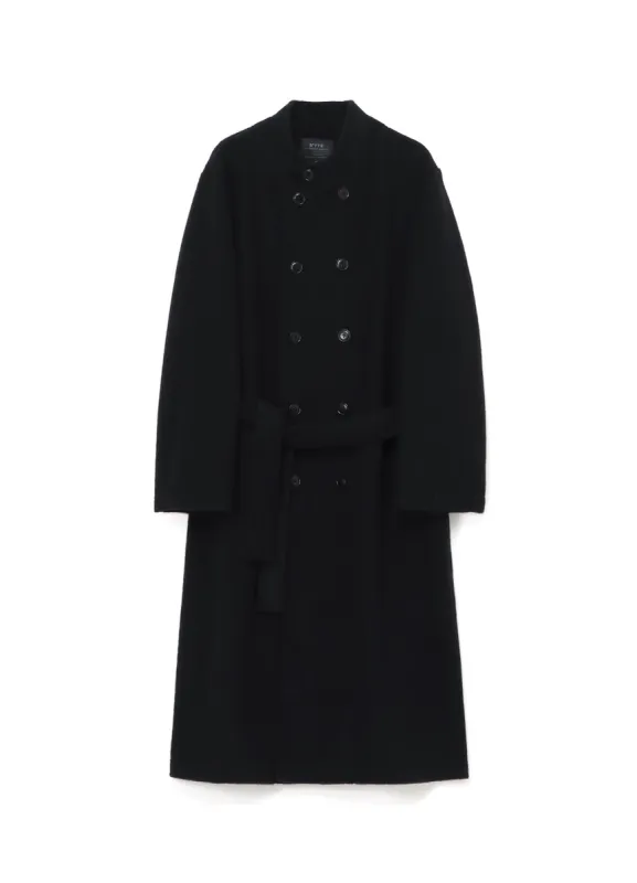 PE/W SLIVER JERSEY DOUBLE-BREASTED STAND COLLAR COAT sold by Yohji Yamamoto