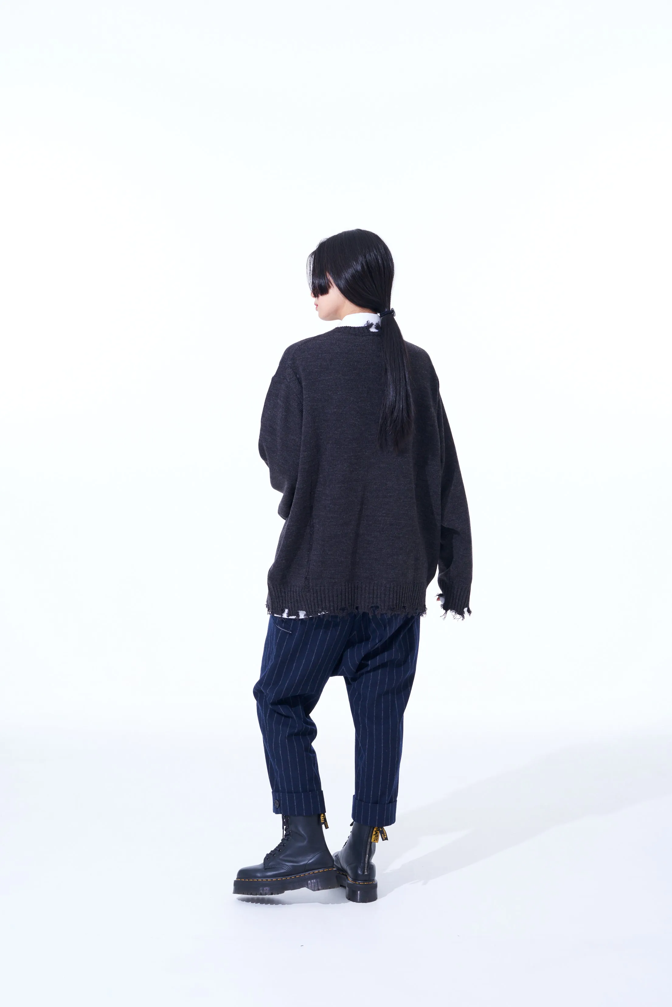 7G BULKY WOOL DAMAGE ROUND NECK PULLOVER sold by Yohji Yamamoto product image thumbnail 4