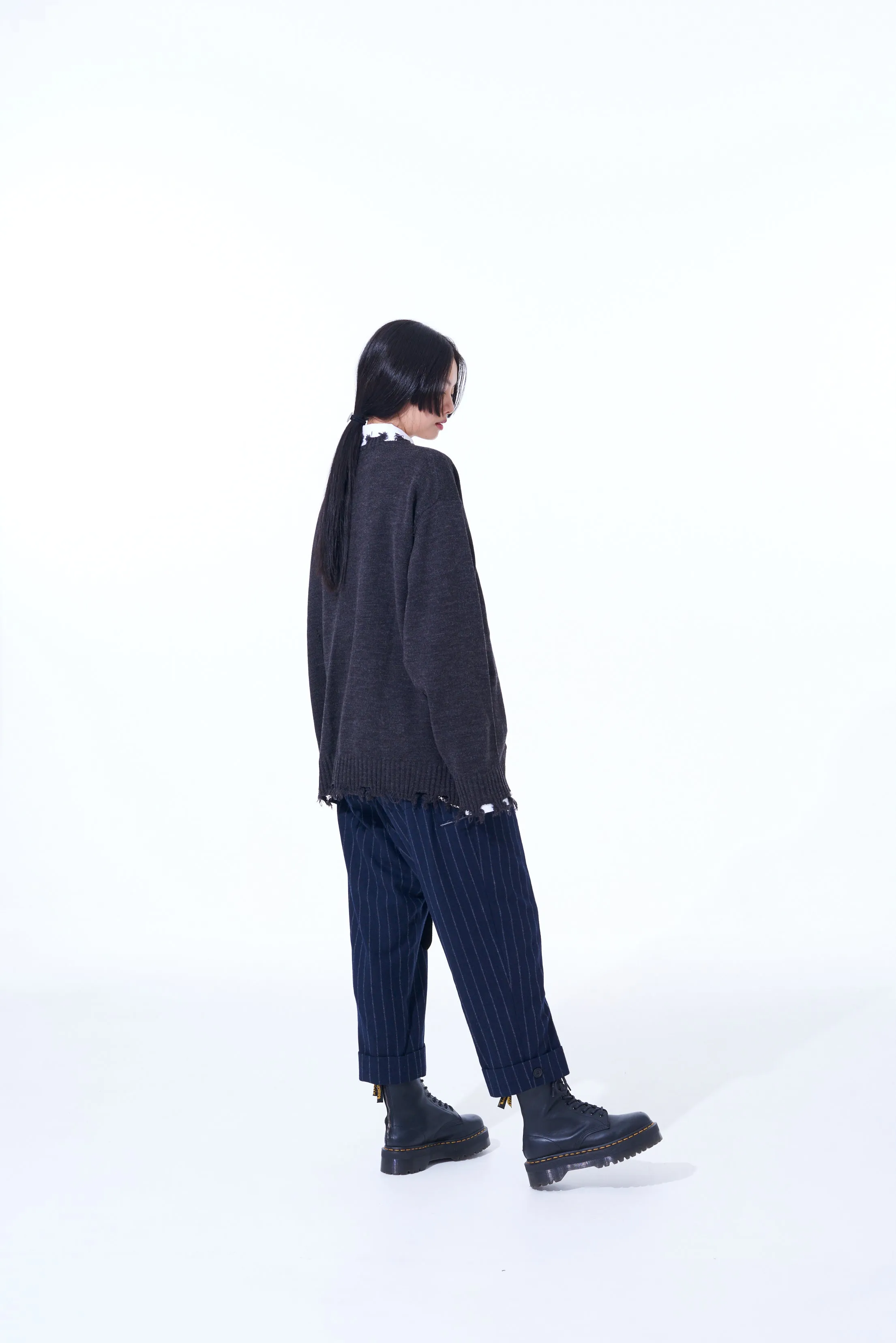 7G BULKY WOOL DAMAGE ROUND NECK PULLOVER sold by Yohji Yamamoto product image thumbnail 5