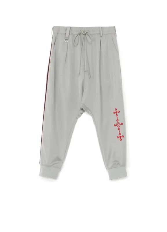 PE/SMOOTH JERSEY GEOMETRIC PATTERN EMBROIDERY SIDE TAPE LINE SAROUEL RIB PANTS sold by Yohji Yamamoto