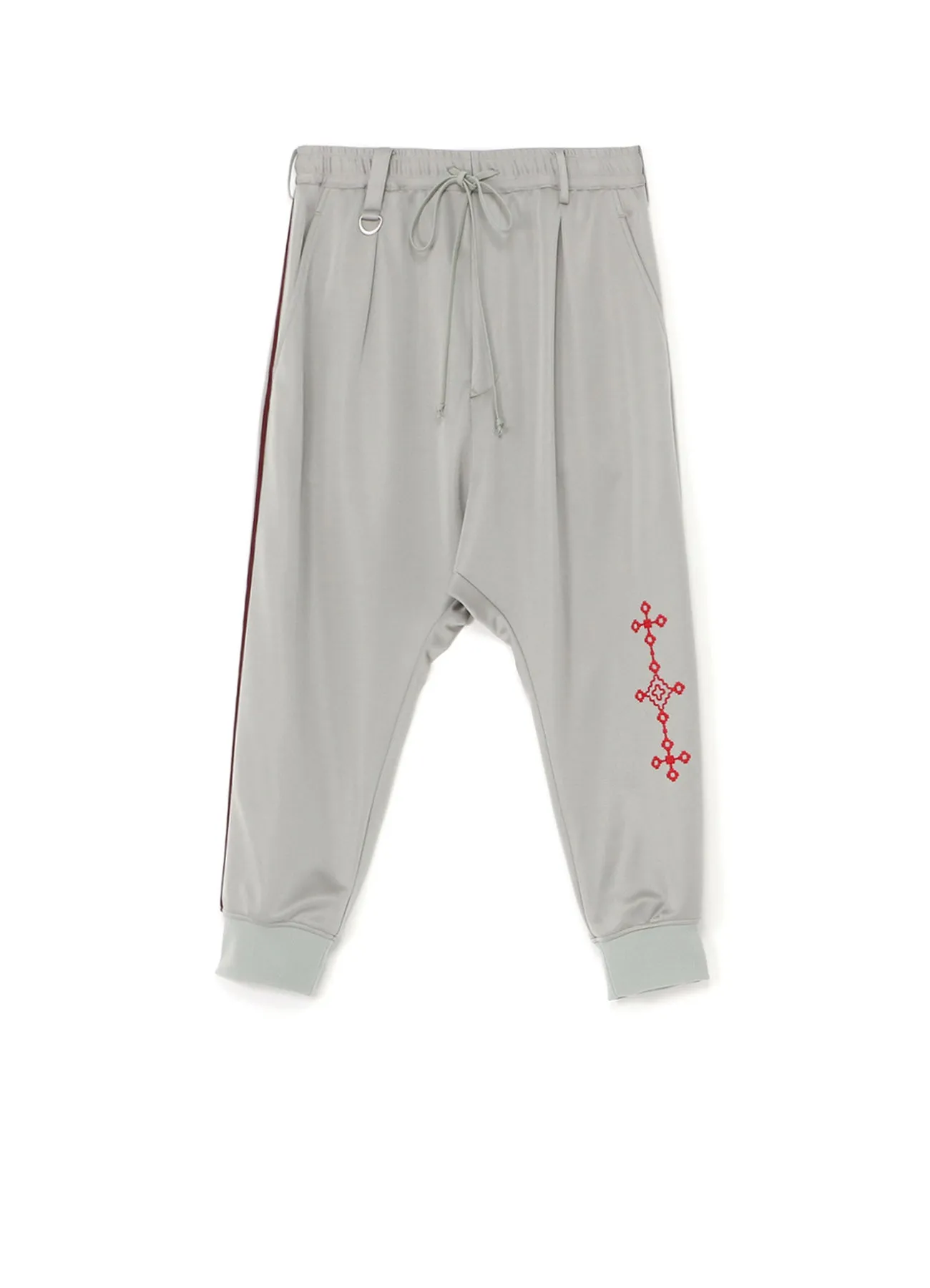 PE/SMOOTH JERSEY GEOMETRIC PATTERN EMBROIDERY SIDE TAPE LINE SAROUEL RIB PANTS sold by Yohji Yamamoto