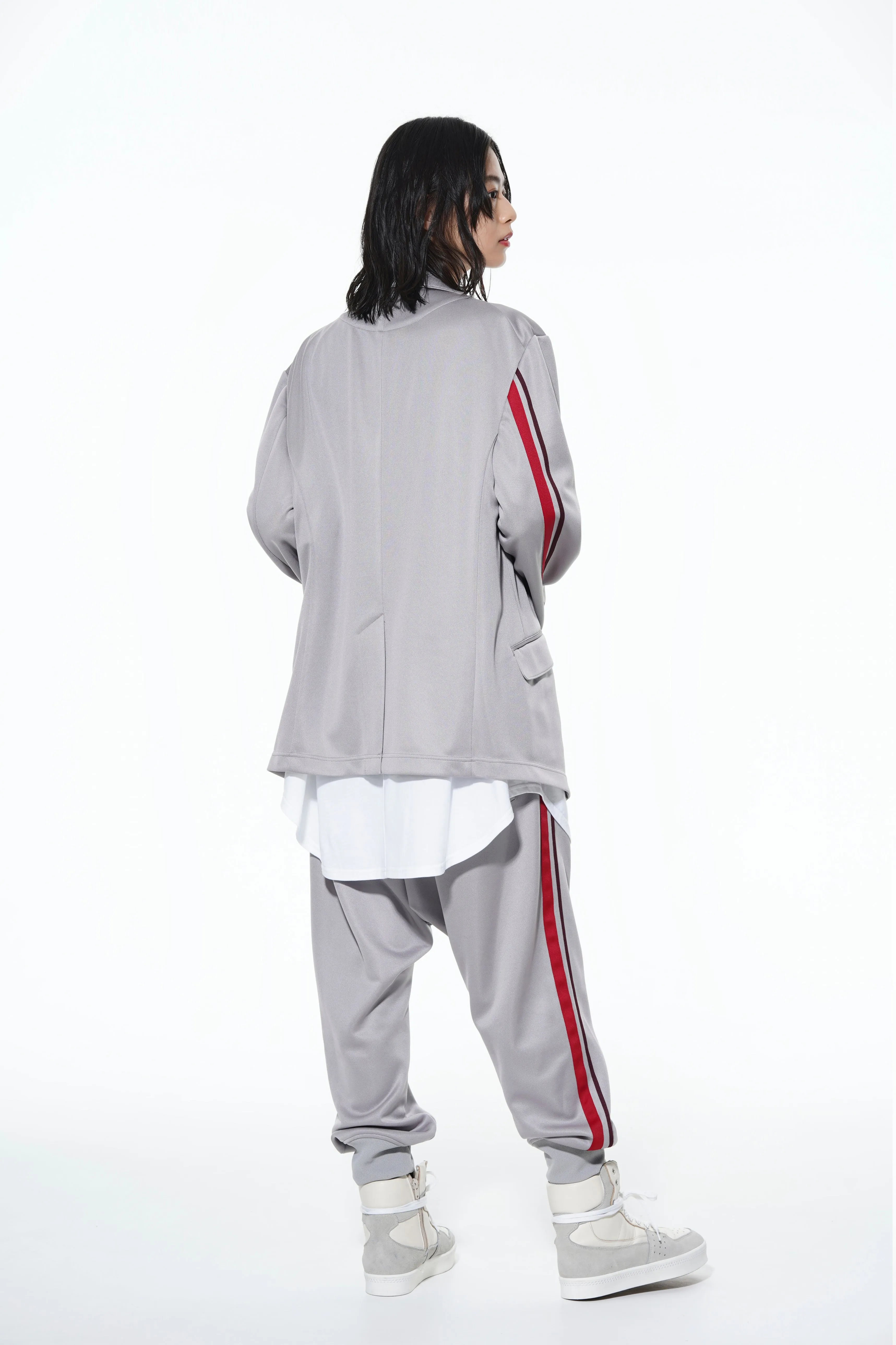 PE/SMOOTH JERSEY GEOMETRIC PATTERN EMBROIDERY SIDE TAPE LINE SAROUEL RIB PANTS sold by Yohji Yamamoto product image thumbnail 4