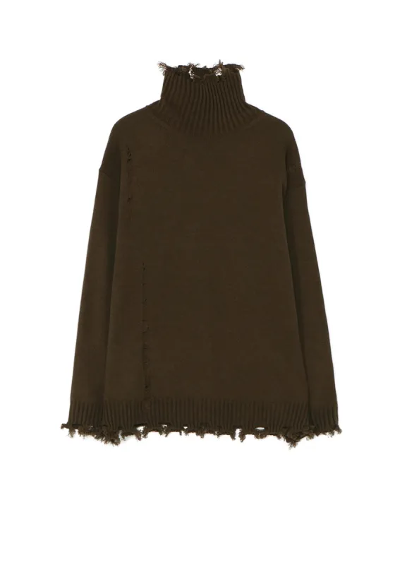 7G BULKY WOOL DAMAGE TURTLE PULLOVER sold by Yohji Yamamoto