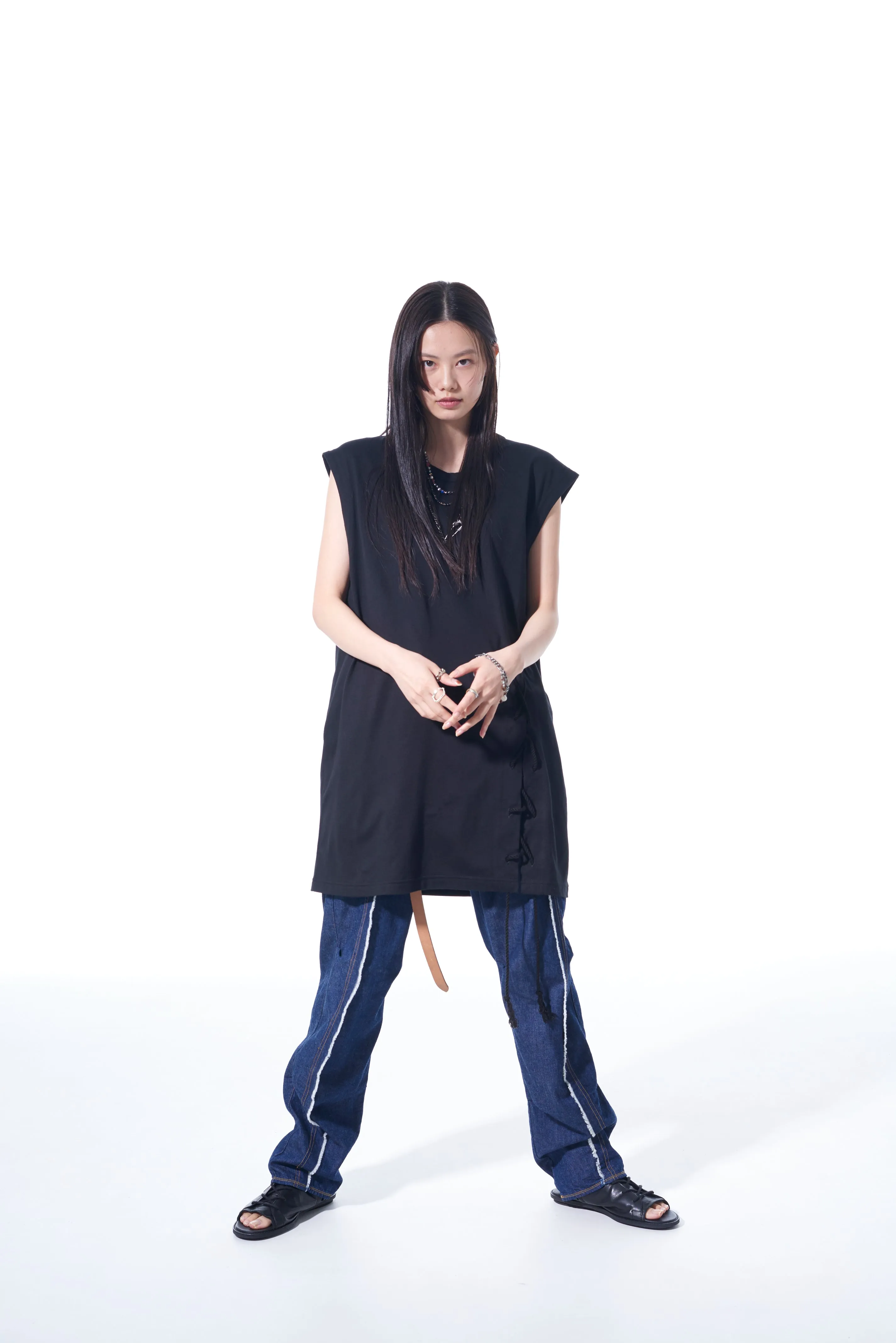 8OZ DENIM PANTS WITH RIPPED LINE DETAIL sold by Yohji Yamamoto product image thumbnail 3