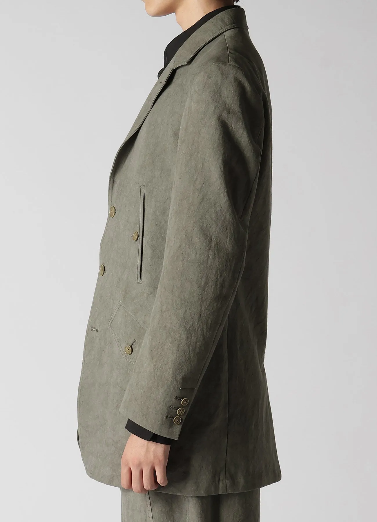 COTTON LINEN SULFIDED OZONE JACKET WITH 4POCKETS AND DOUBLE STITCH sold by Yohji Yamamoto product image thumbnail 4