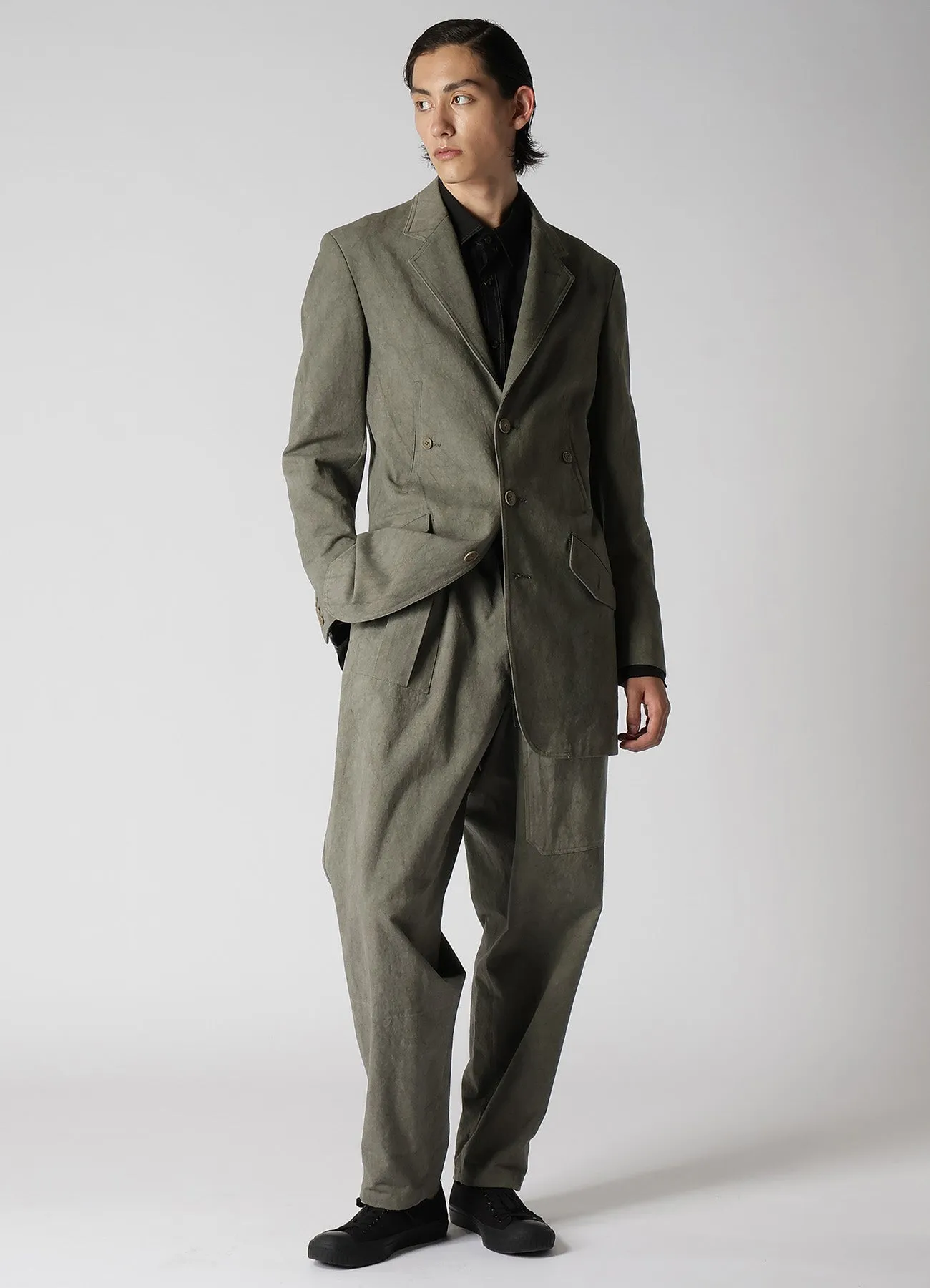 COTTON LINEN SULFIDED OZONE JACKET WITH 4POCKETS AND DOUBLE STITCH sold by Yohji Yamamoto product image thumbnail 3