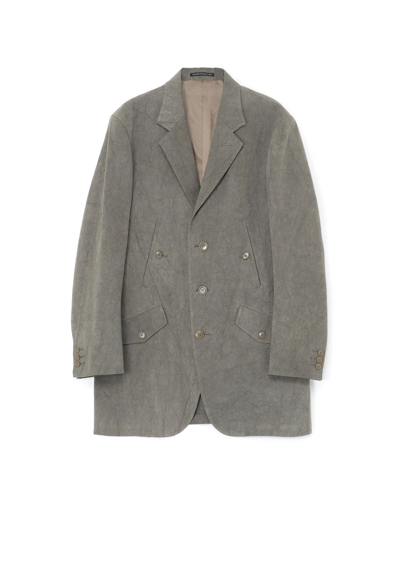 COTTON LINEN SULFIDED OZONE JACKET WITH 4POCKETS AND DOUBLE STITCH sold by Yohji Yamamoto