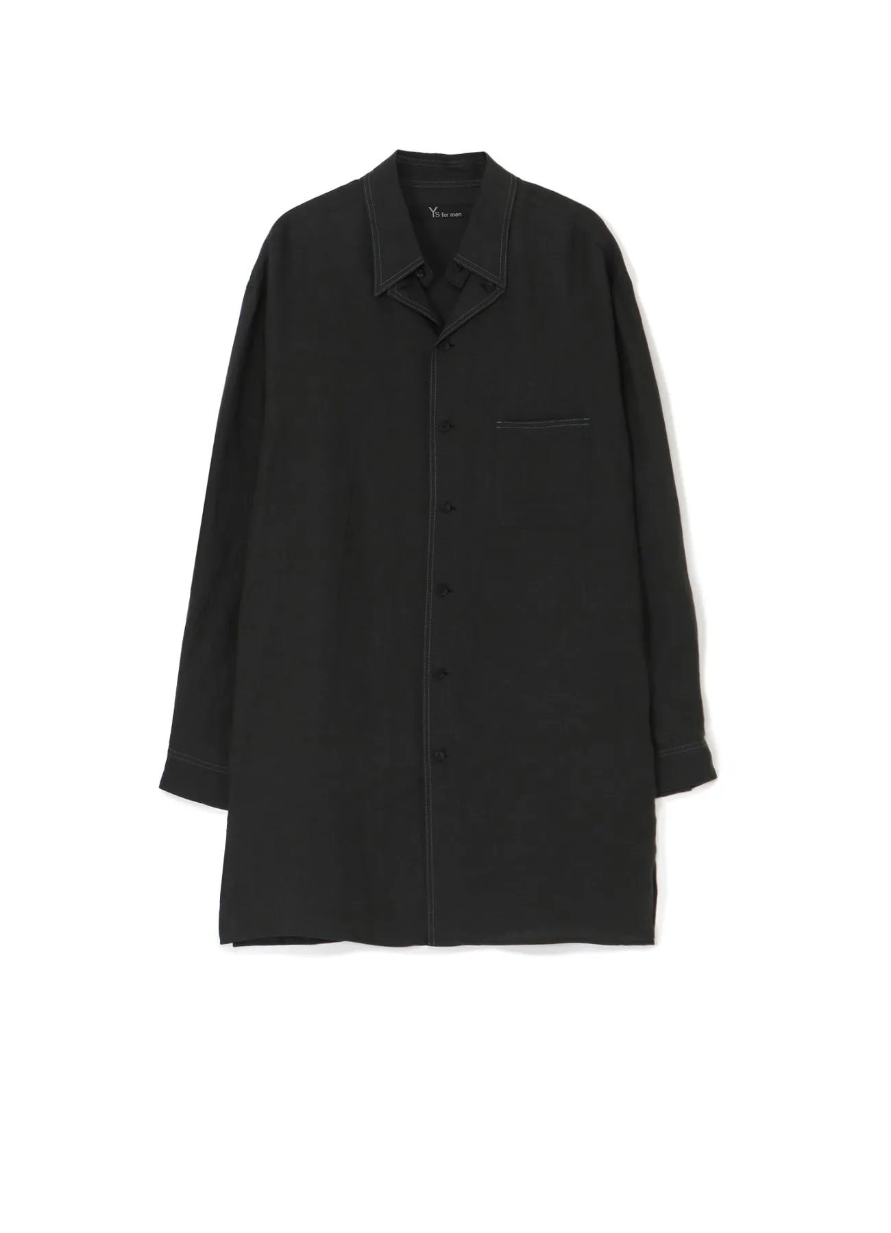 LYOCELL LINEN TWILL SHIRT WITH DESIGN COLLAR AND COLOR STITCH sold by Yohji Yamamoto