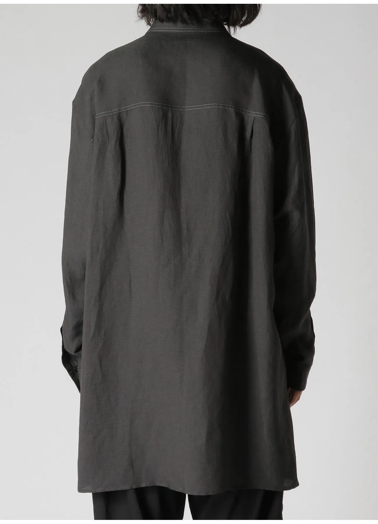 LYOCELL LINEN TWILL SHIRT WITH DESIGN COLLAR AND COLOR STITCH sold by Yohji Yamamoto product image thumbnail 5