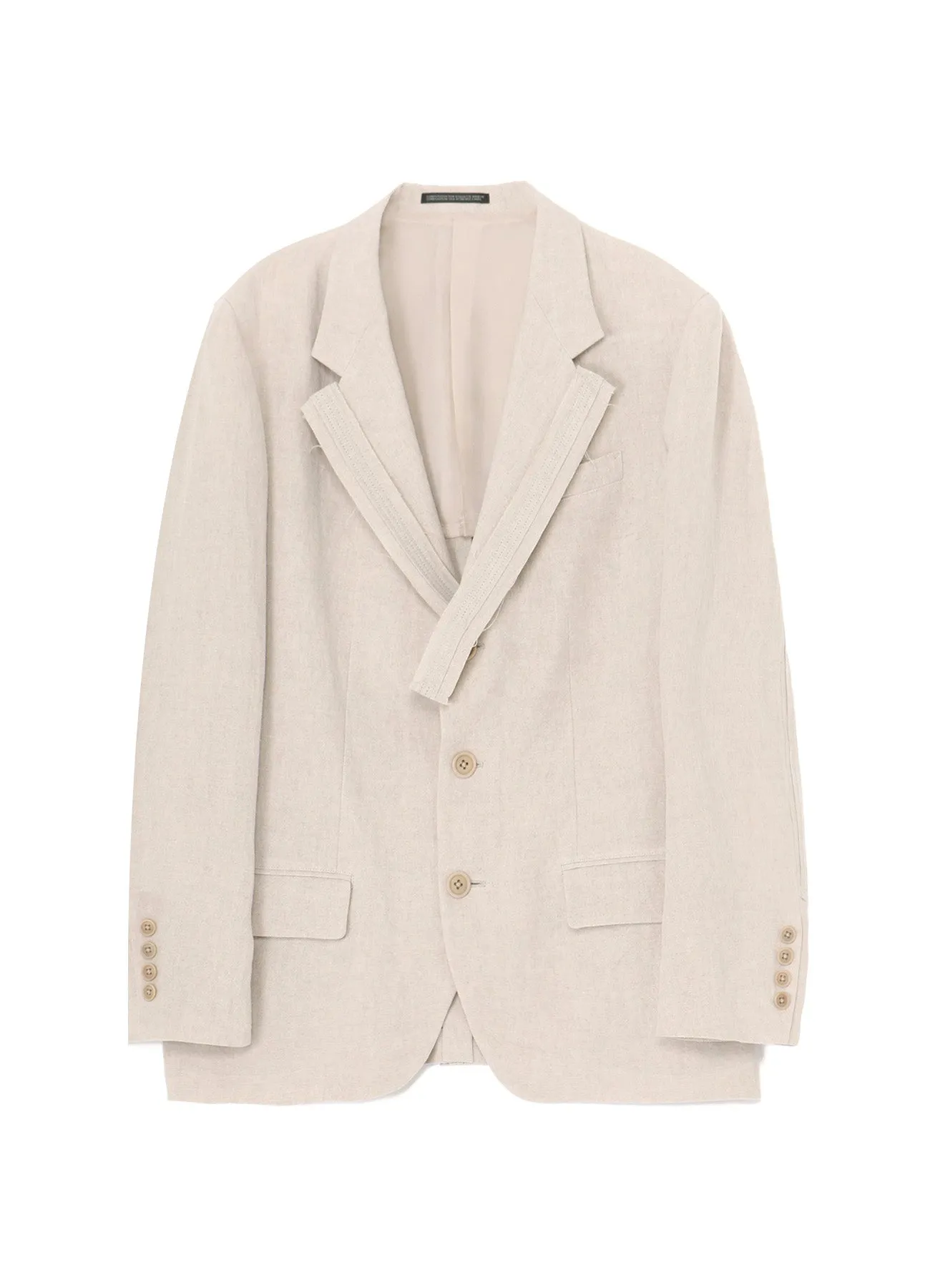 40 LINEN 3-BUTTONS JACKET WITH DECORATIVE CLOTH sold by Yohji Yamamoto product image thumbnail 2