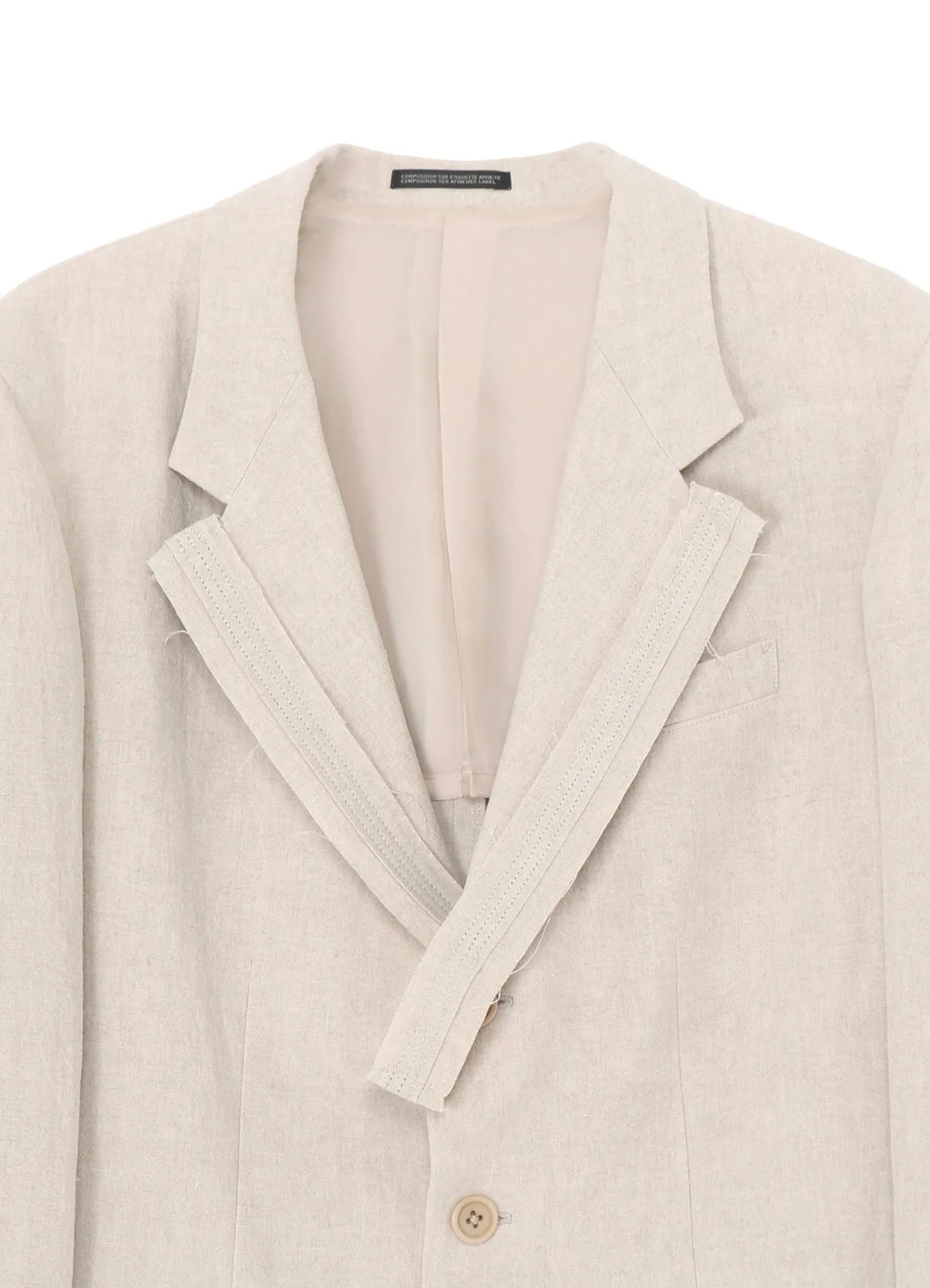 40 LINEN 3-BUTTONS JACKET WITH DECORATIVE CLOTH sold by Yohji Yamamoto product image thumbnail 4