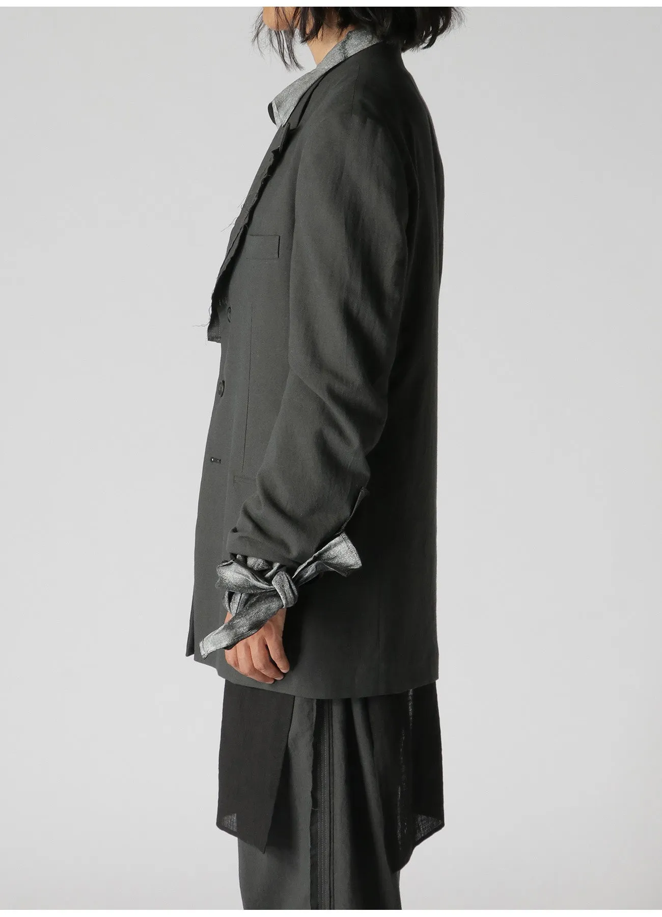 COTTON LINEN POPLIN JACKET WITH DECORATIVE CLOTH sold by Yohji Yamamoto product image thumbnail 5