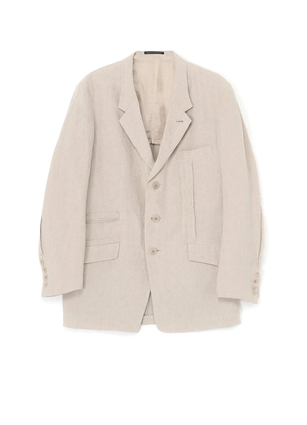 40 LINEN TRIPLE STITCH JACKET WITH DECORATIVE CLOTH sold by Yohji Yamamoto