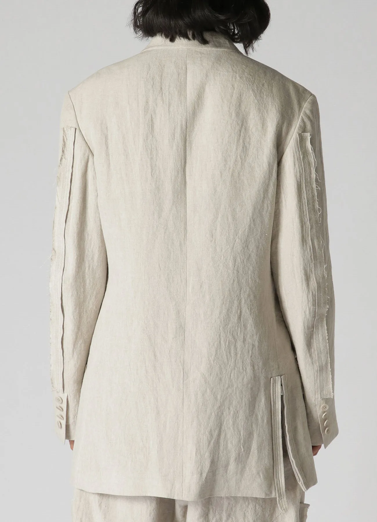 40 LINEN TRIPLE STITCH JACKET WITH DECORATIVE CLOTH sold by Yohji Yamamoto product image thumbnail 5