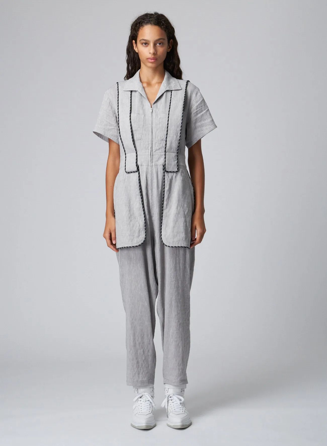 BREATHABLE LINEN/RAYON JUMPSUIT WITH MULTIPLE POCKETS sold by Yohji Yamamoto product image thumbnail 5