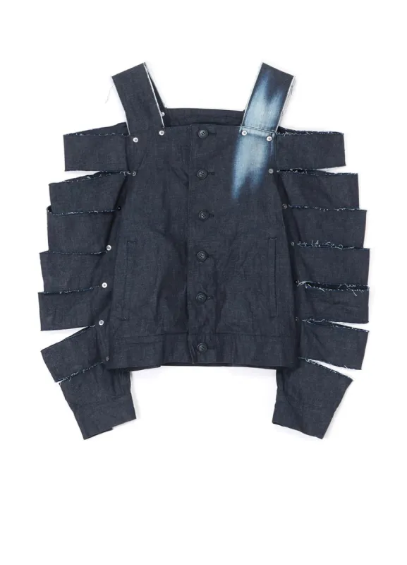 BLEACHED DENIM JACKET WITH CUT-OUT DETAILS sold by Yohji Yamamoto