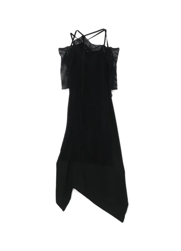 LYOCEL/CUPRO GABARDINE CAMISOLE STRAP DRESS WITH NET DETAIL sold by Yohji Yamamoto