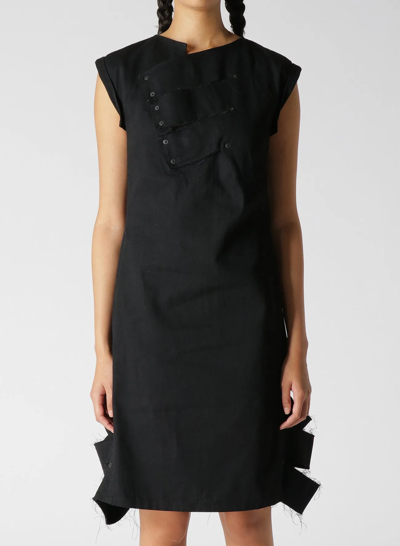 SLIM FIT DENIM DRESS WITH CUTOUT DETAILS A sold by Yohji Yamamoto product image thumbnail 2