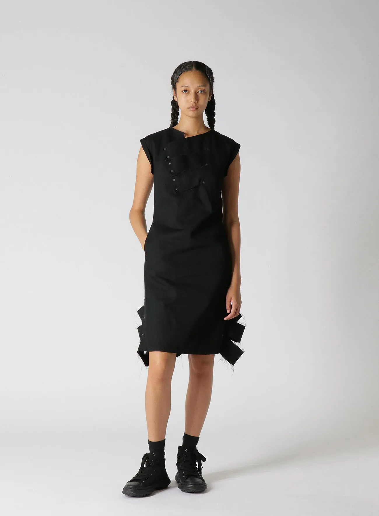 SLIM FIT DENIM DRESS WITH CUTOUT DETAILS A sold by Yohji Yamamoto product image thumbnail 3