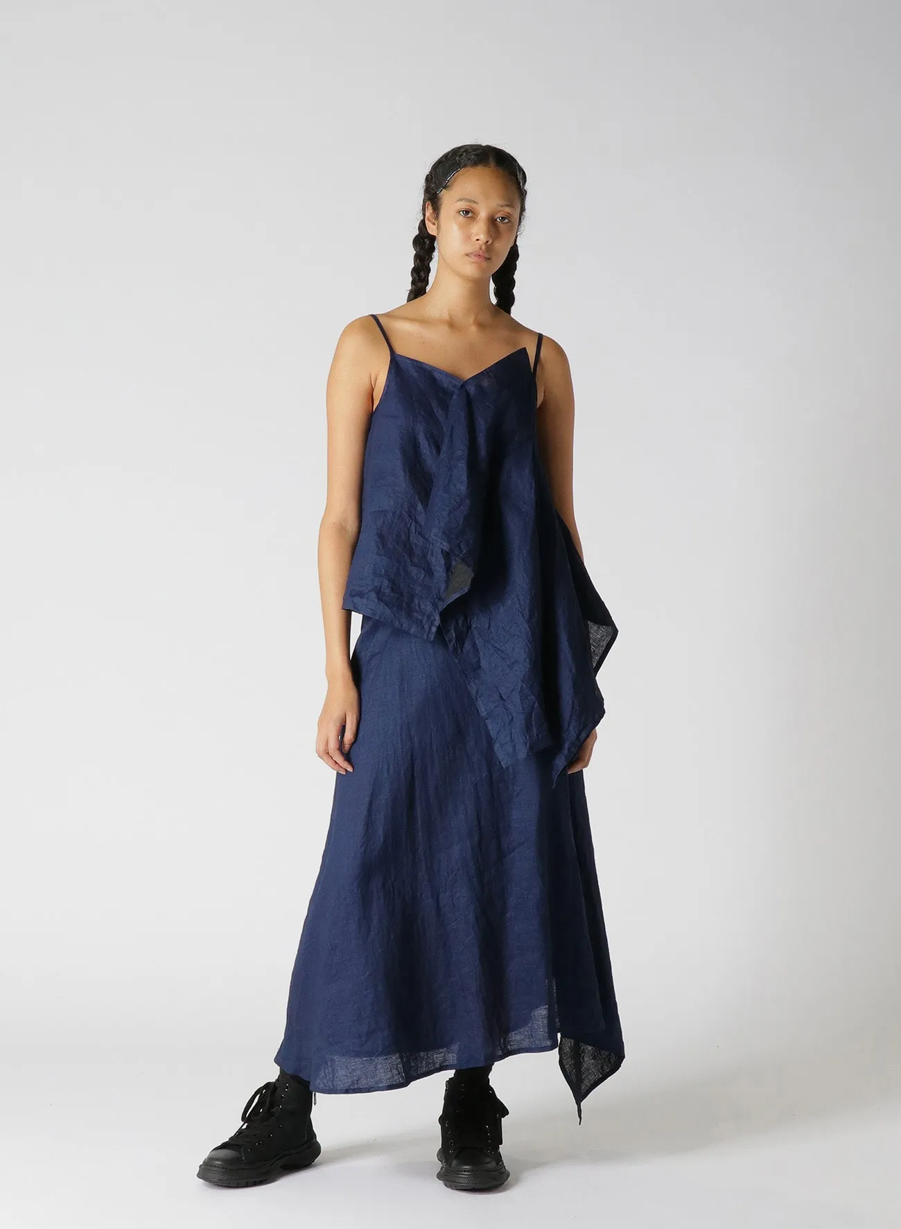 INDIGO + JAPANESE INK ASYMMETRIC CAMISOLE BLOUSE sold by Yohji Yamamoto product image thumbnail 5