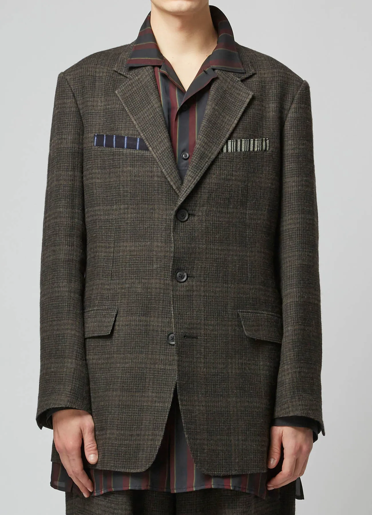 LINEN / WOOL 3-BUTTONS JACKET WITH BOX POCKET sold by Yohji Yamamoto product image thumbnail 3