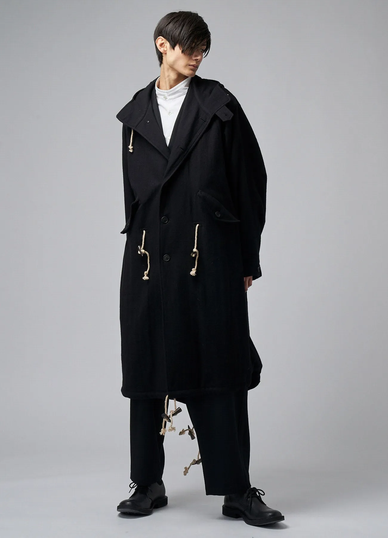 WOOL / NYLON FLANNEL MODS COAT WITH TOGGLE BUTTONS sold by Yohji Yamamoto product image thumbnail 5
