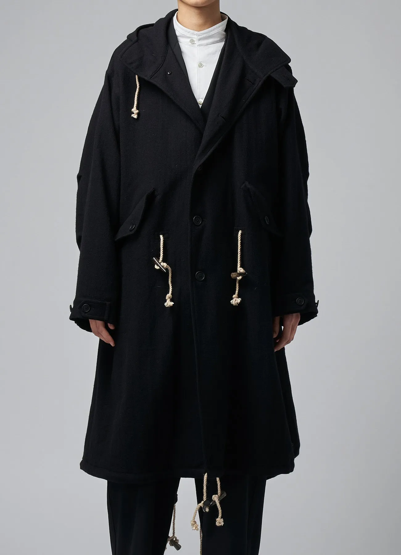 WOOL / NYLON FLANNEL MODS COAT WITH TOGGLE BUTTONS sold by Yohji Yamamoto product image thumbnail 4