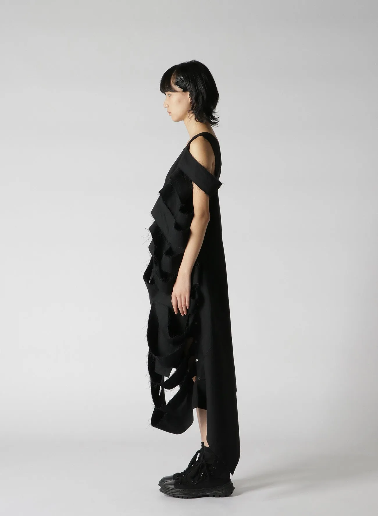 LIGHT DENIM DRESS WITH SIDE CUTOUT DETAILS sold by Yohji Yamamoto product image thumbnail 4