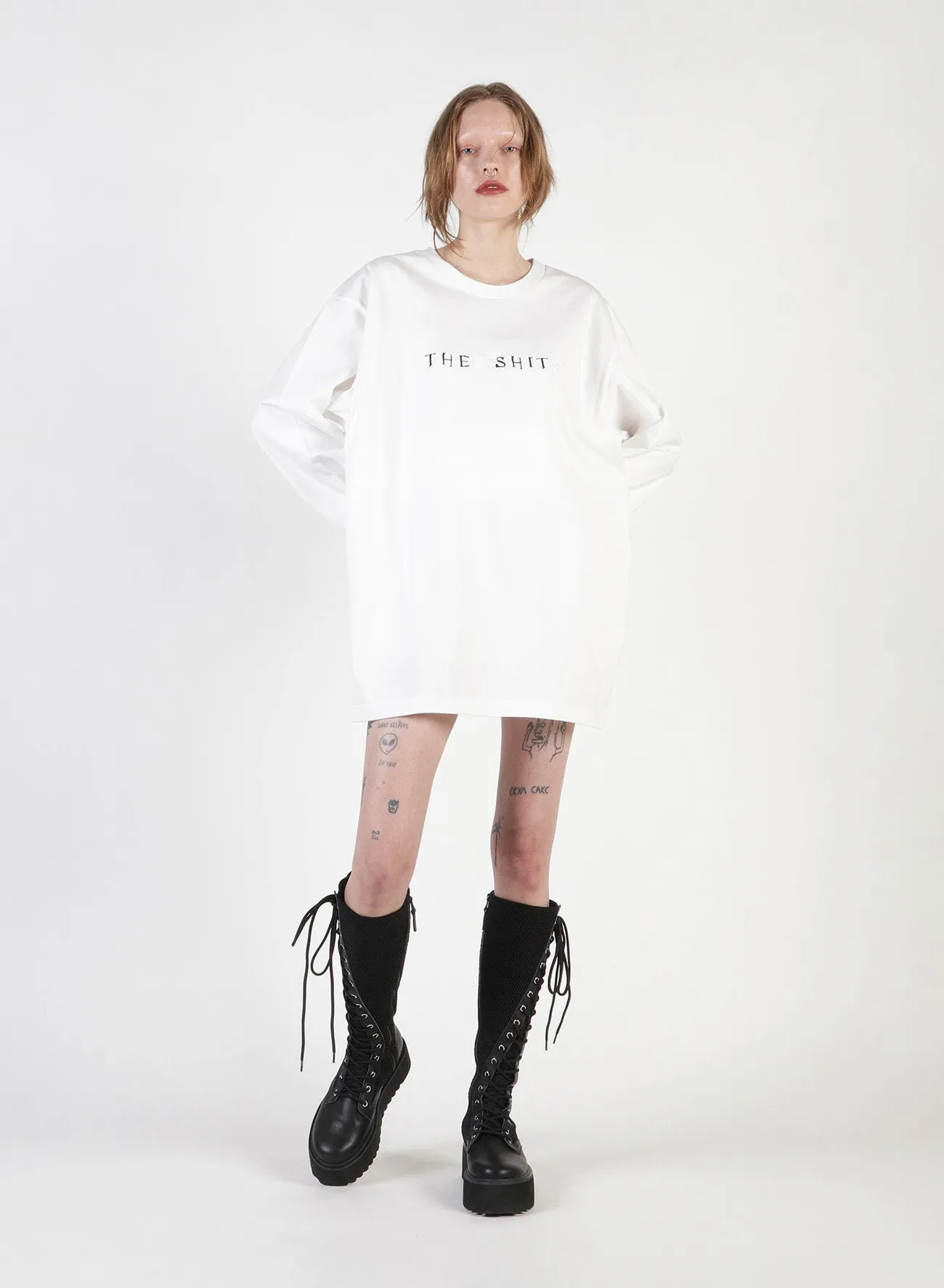 THE SHITS Embroidery Oversized Long T-Shirt sold by Yohji Yamamoto product image thumbnail 4