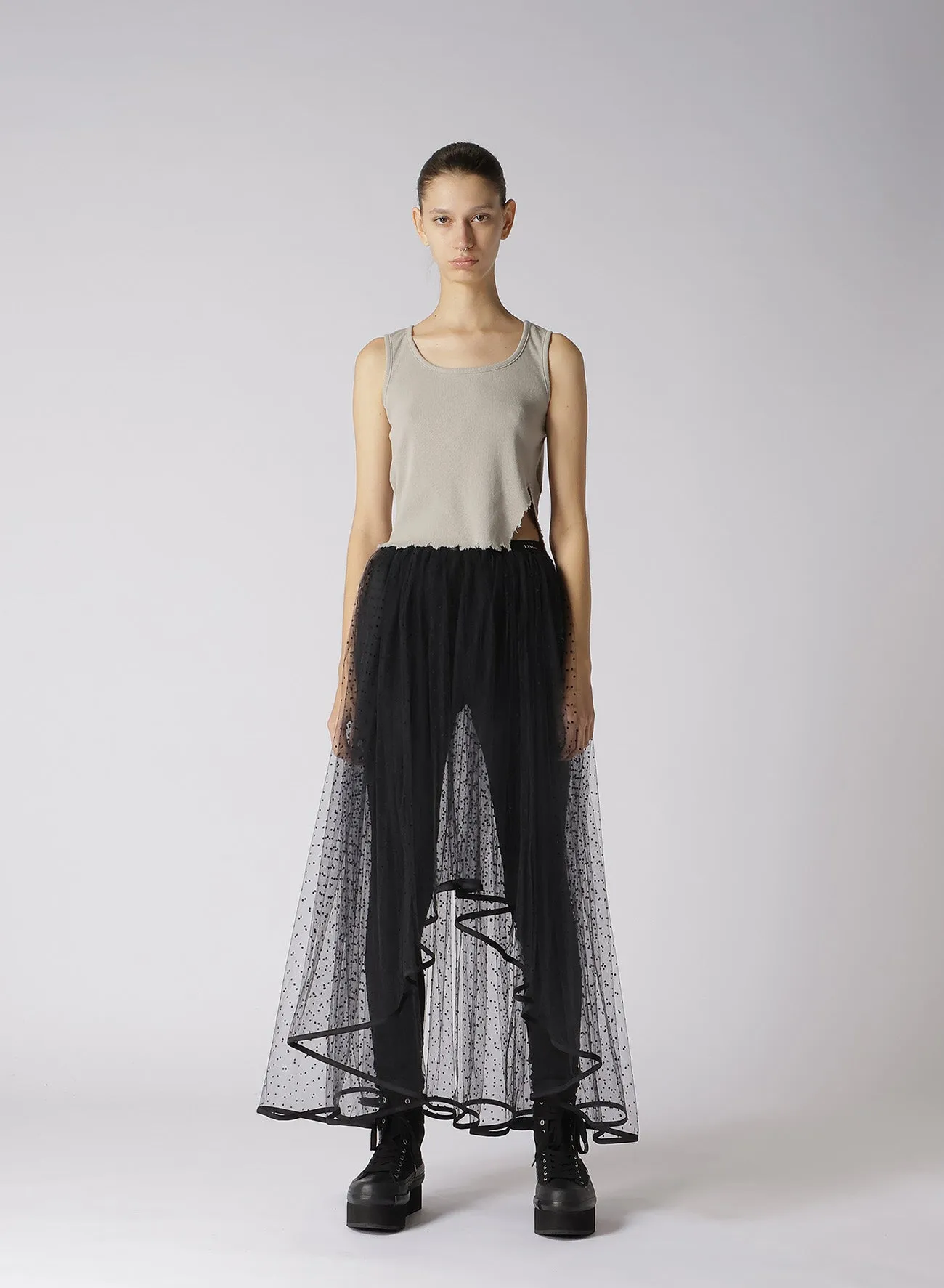 COTTON RAYON RIB TANK WITH DAMAGED HEM sold by Yohji Yamamoto product image thumbnail 4