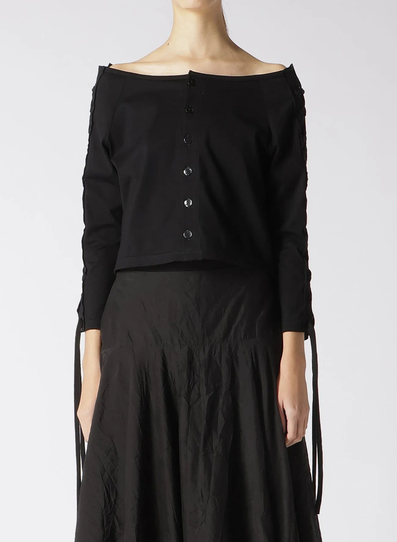 60/2 COTTON JERSEY LACE-UP CARDIGAN sold by Yohji Yamamoto product image thumbnail 4